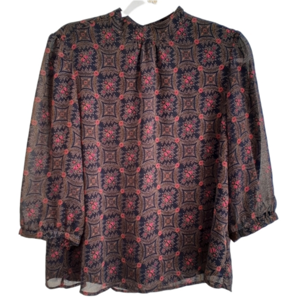 FRANK & OAK Floral Print Lined Blouse Sz L LIKE NEW